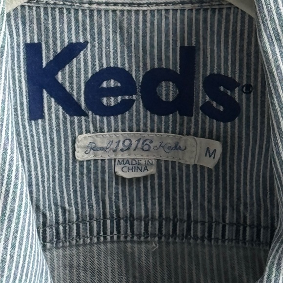 **NEW** - KEDS Light Blue Striped Denim Vest (Medium) - Picture 4 of 7